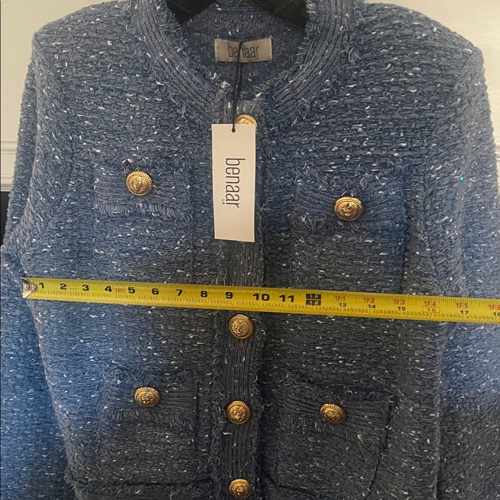 NWT Benaar LA Bethany Tweed Jacket with Gold Buttons Size L - Picture 9 of 10